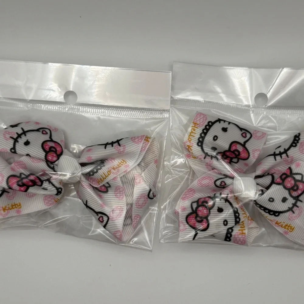 Kitty Hair‎ Bow Clips Set For Kids Girls Pink White Character